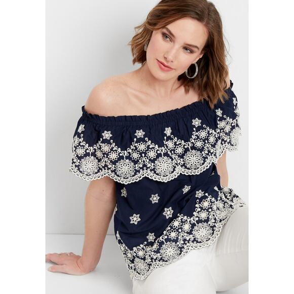 Maurices embroidered off the shoulder top 2X - Picture 1 of 7